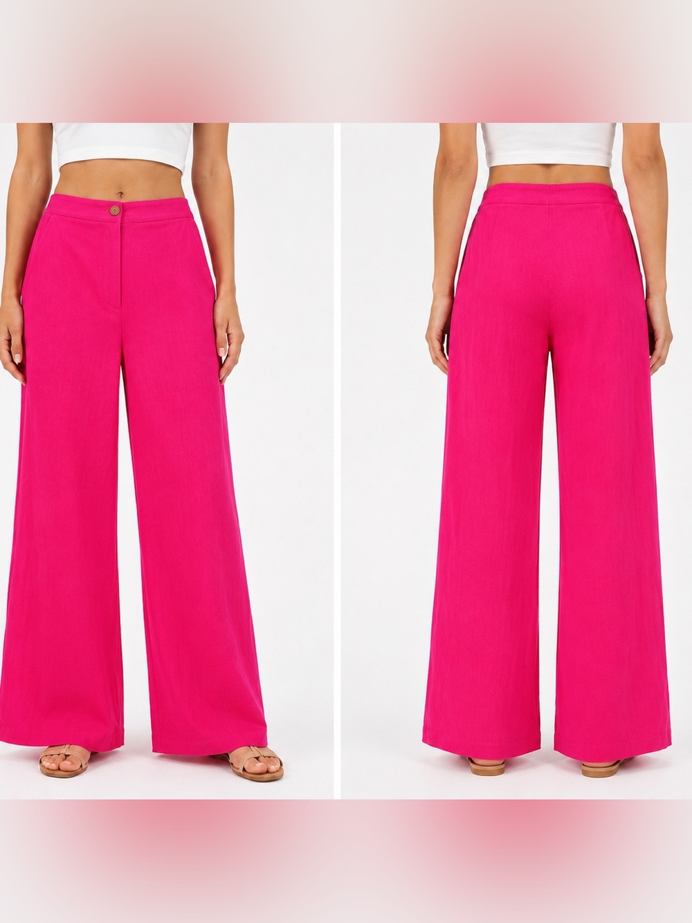 Love Tree Fuchsia Wide Leg High-Rise Pants